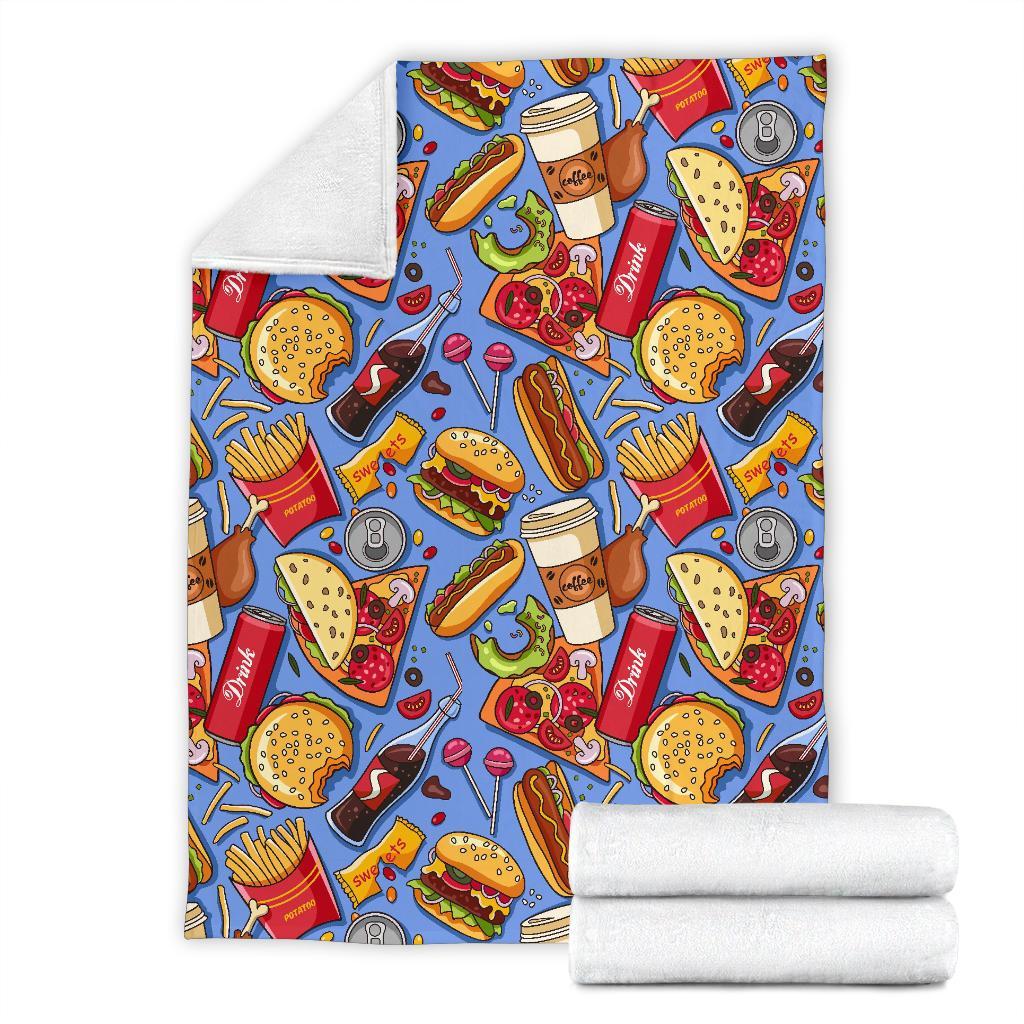 Pattern Print Fastfood Blanket-grizzshop