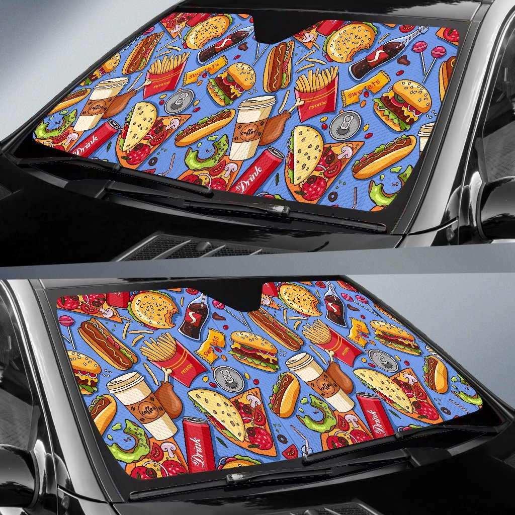 Pattern Print Fastfood Car Sun Shade-grizzshop