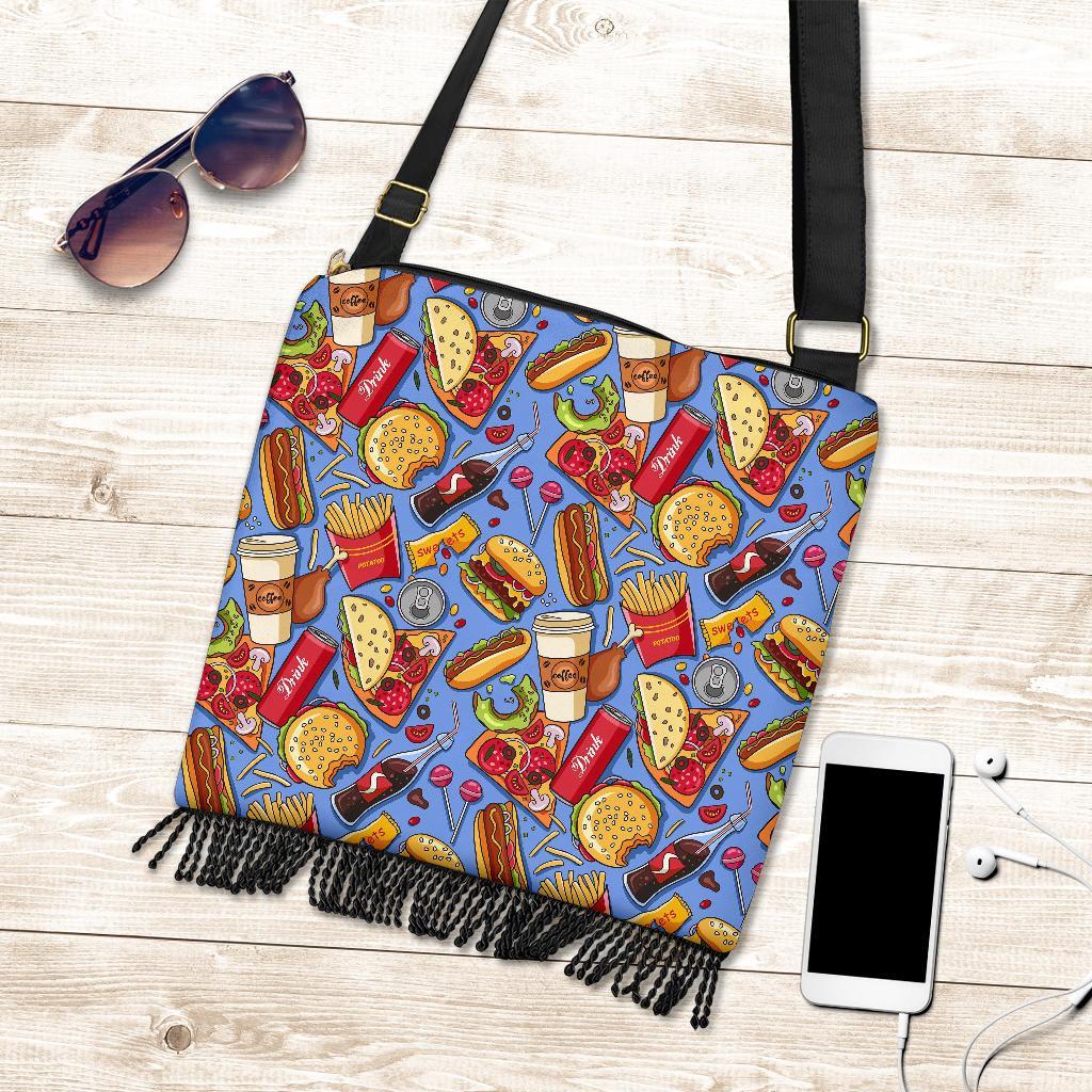 Pattern Print Fastfood Crossbody bags-grizzshop