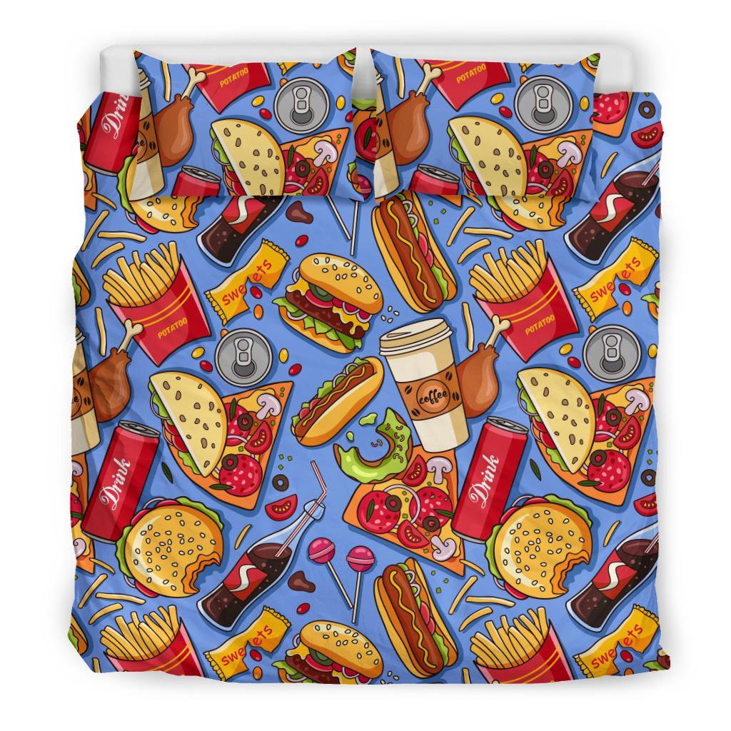Pattern Print Fastfood Duvet Cover Bedding Set-grizzshop