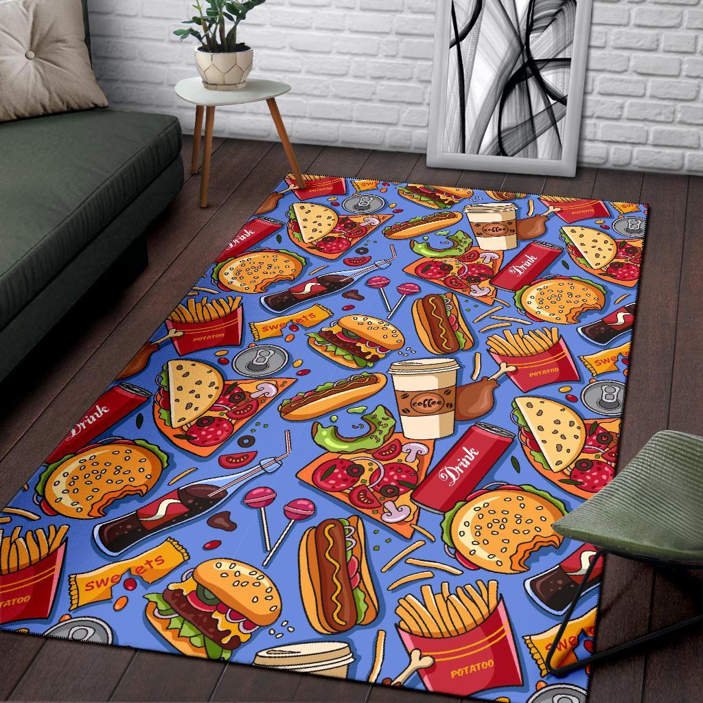 Pattern Print Fastfood Floor Mat-grizzshop