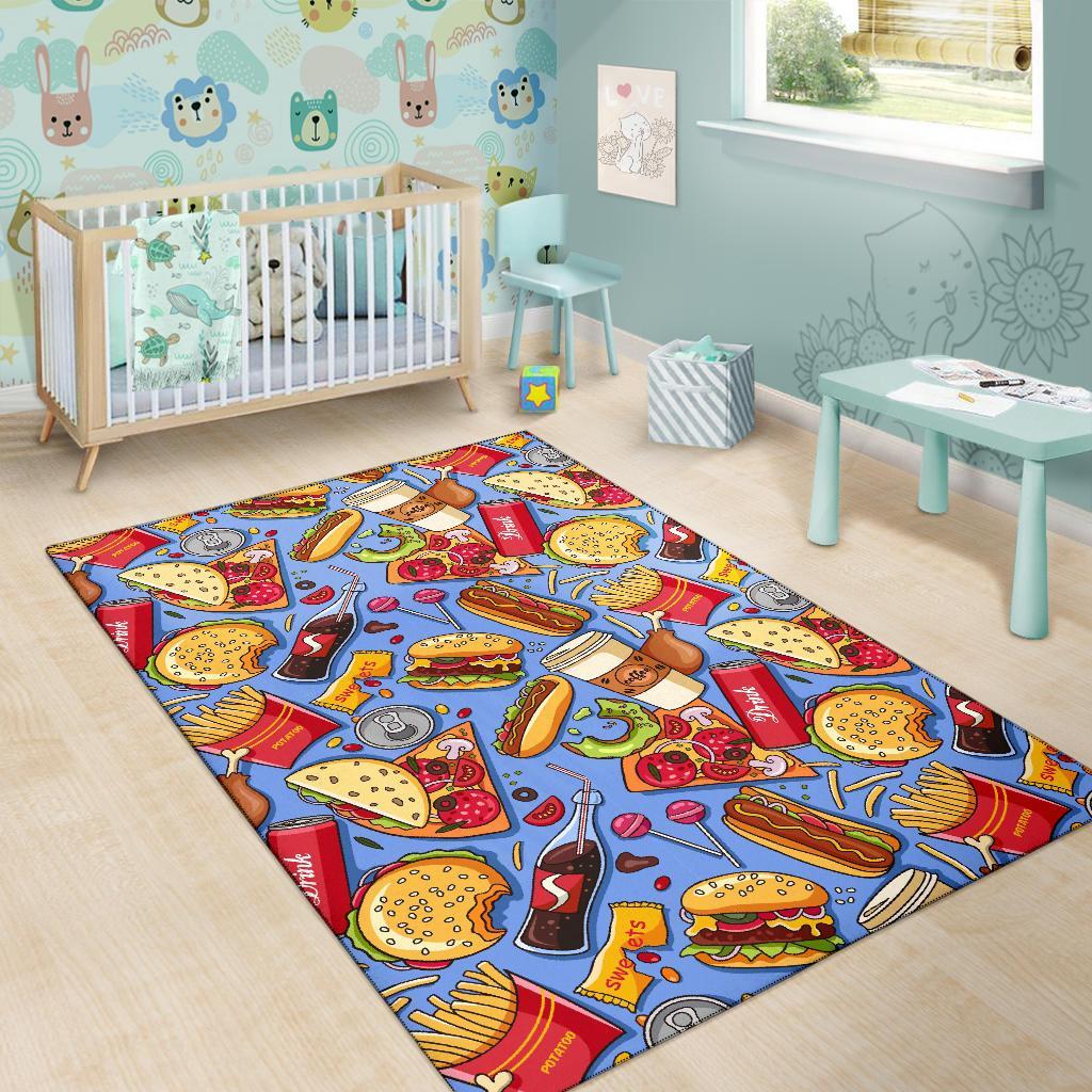 Pattern Print Fastfood Floor Mat-grizzshop