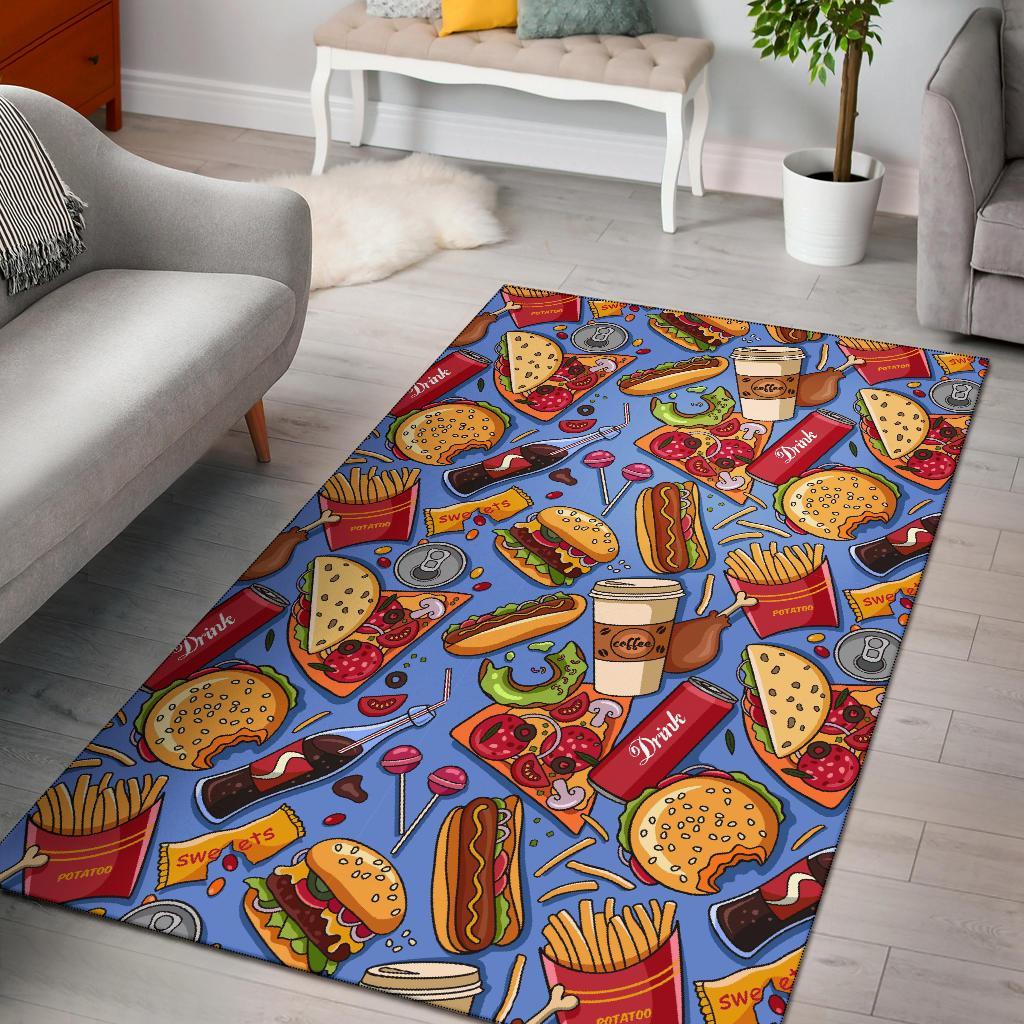 Pattern Print Fastfood Floor Mat-grizzshop