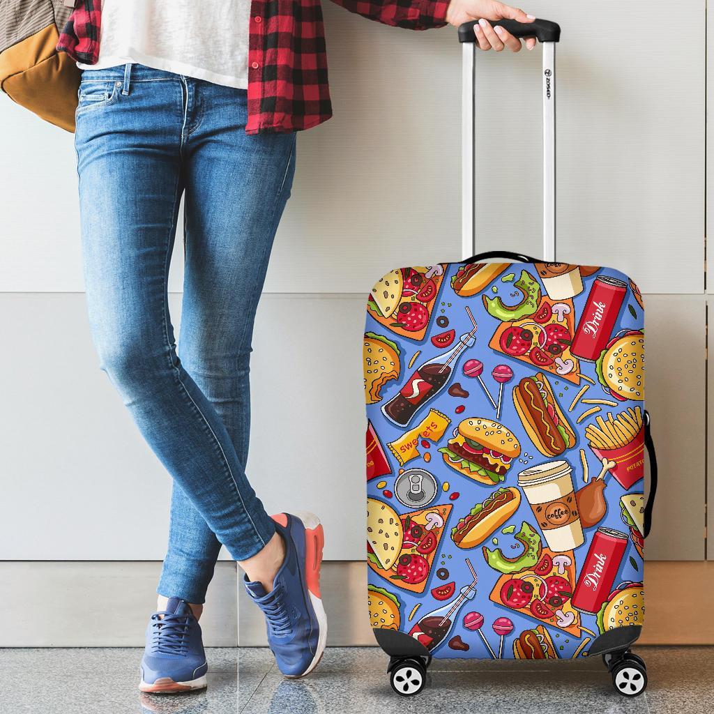 Pattern Print Fastfood Luggage Cover Protector-grizzshop