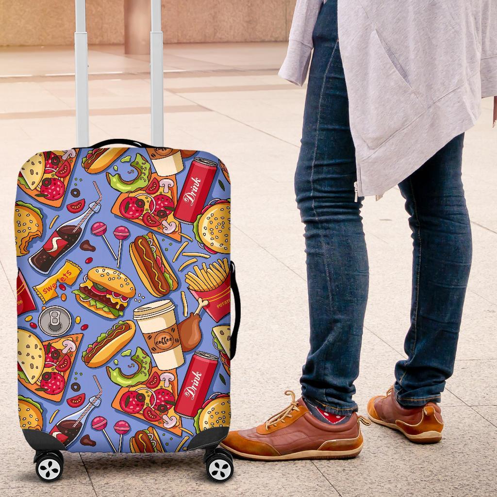 Pattern Print Fastfood Luggage Cover Protector-grizzshop