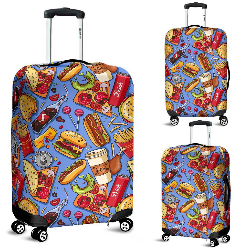 Pattern Print Fastfood Luggage Cover Protector-grizzshop