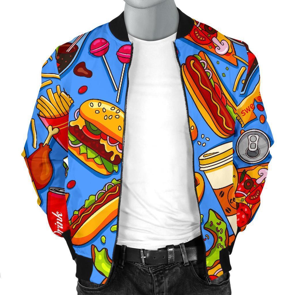 Pattern Print Fastfood Men's Bomber Jacket-grizzshop