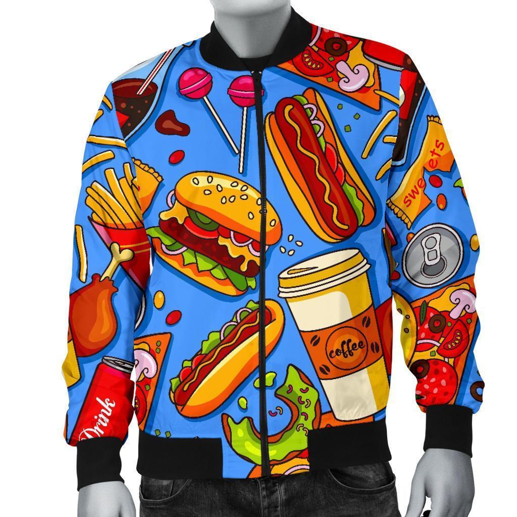 Pattern Print Fastfood Men's Bomber Jacket-grizzshop