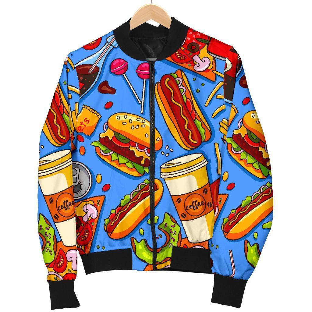 Pattern Print Fastfood Men's Bomber Jacket-grizzshop