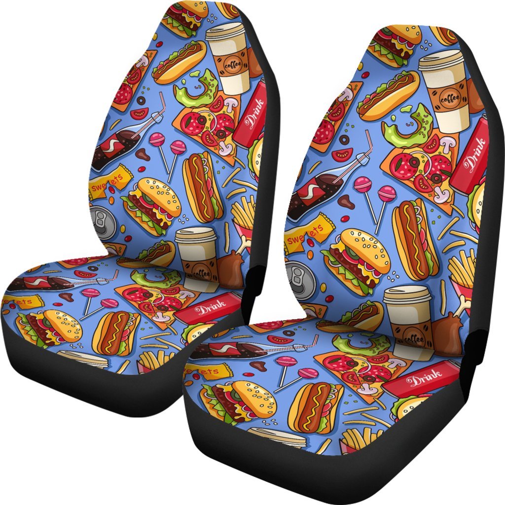 Pattern Print Fastfood Universal Fit Car Seat Covers-grizzshop