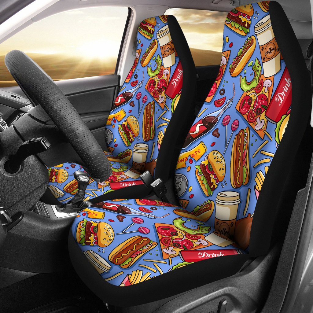 Pattern Print Fastfood Universal Fit Car Seat Covers-grizzshop