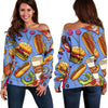 Load image into Gallery viewer, Pattern Print Fastfood Women Off Shoulder Sweatshirt-grizzshop