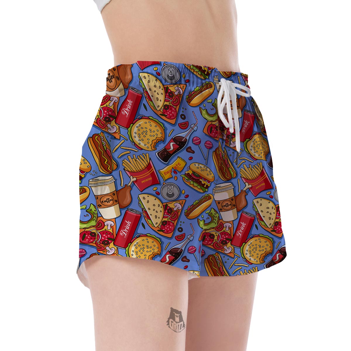 Pattern Print Fastfood Women's Shorts-grizzshop