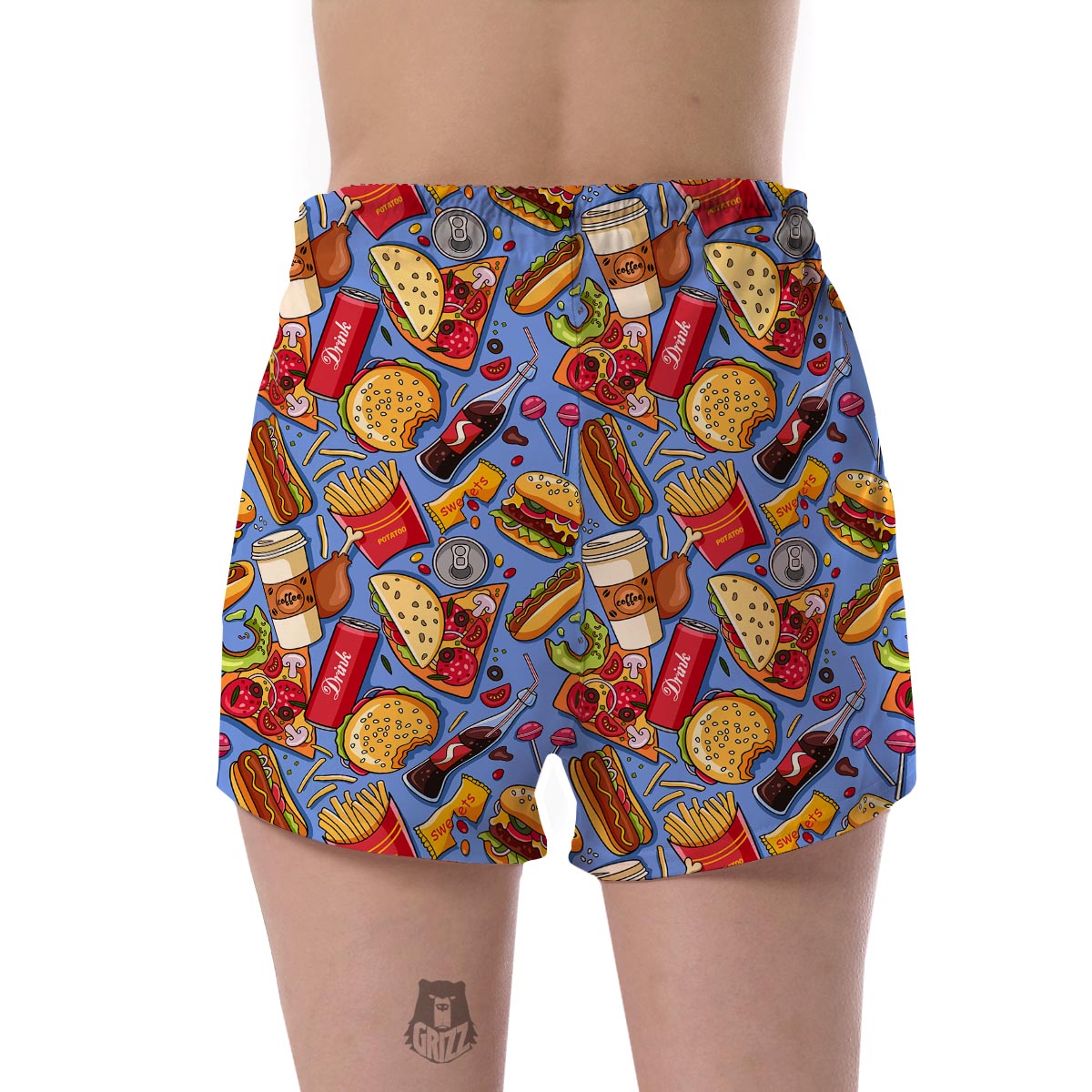 Pattern Print Fastfood Women's Shorts-grizzshop