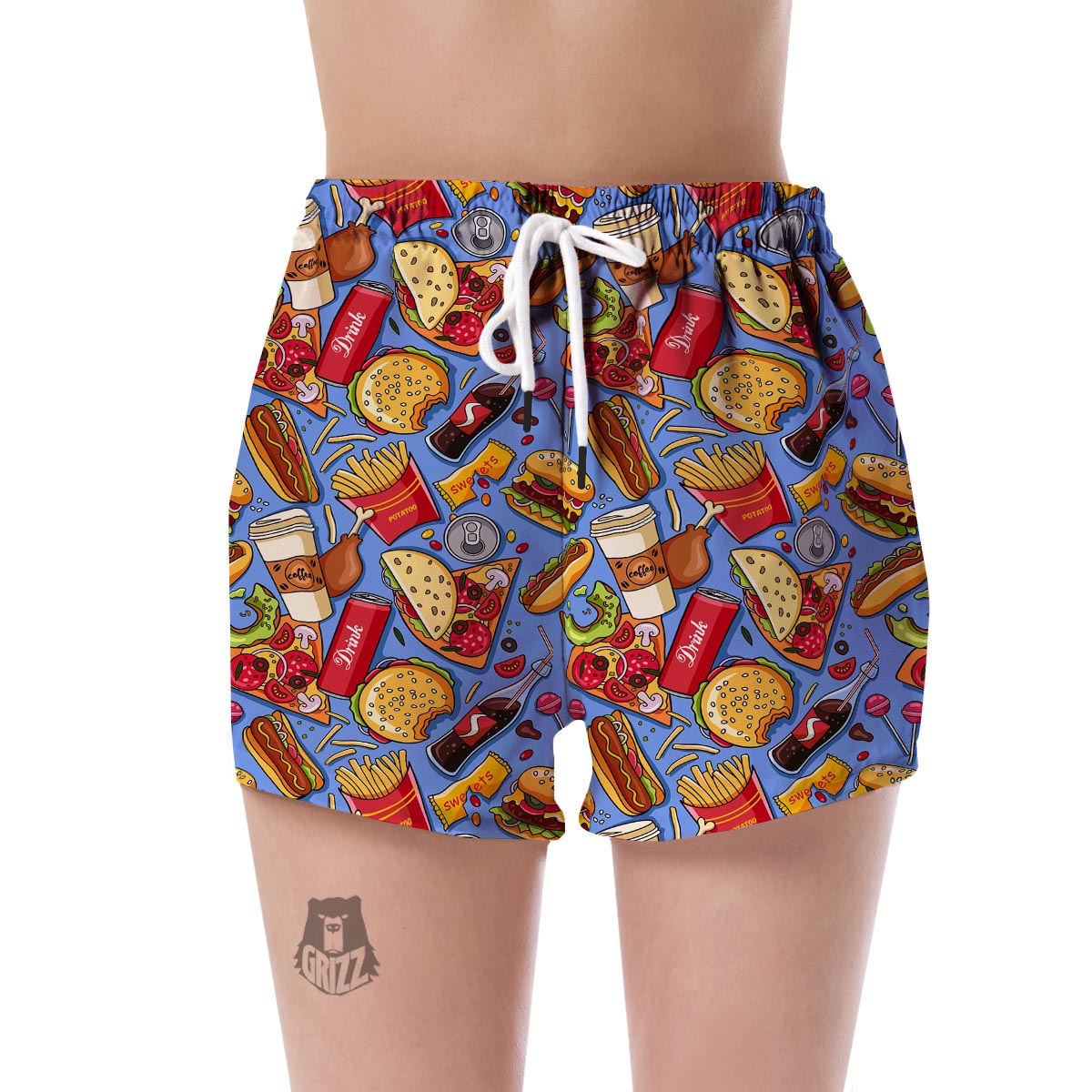 Pattern Print Fastfood Women's Shorts-grizzshop