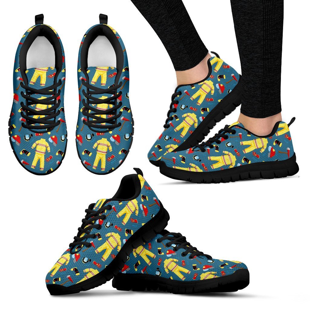 Pattern Print Firefighter Black Sneaker Shoes For Men Women-grizzshop