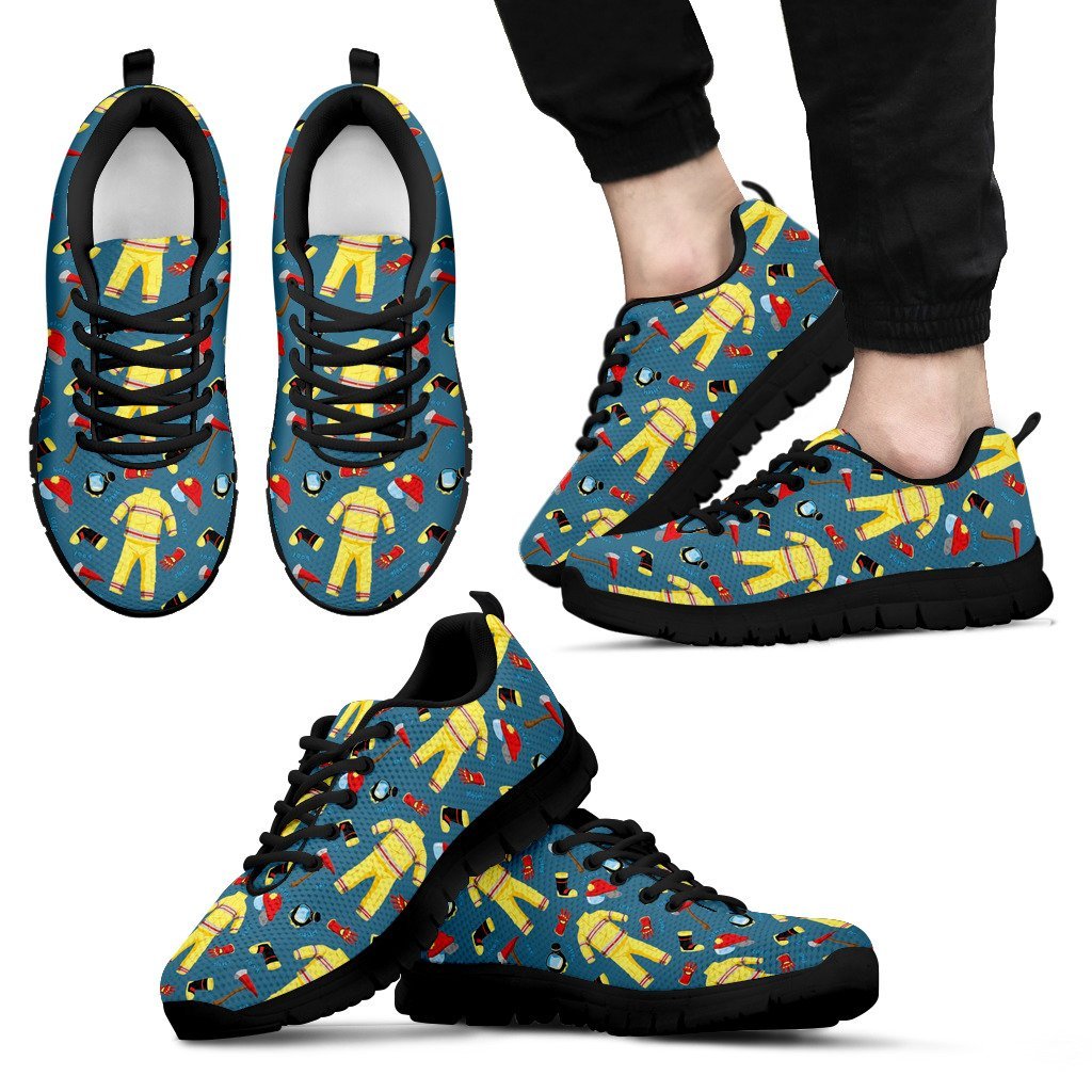 Pattern Print Firefighter Black Sneaker Shoes For Men Women-grizzshop