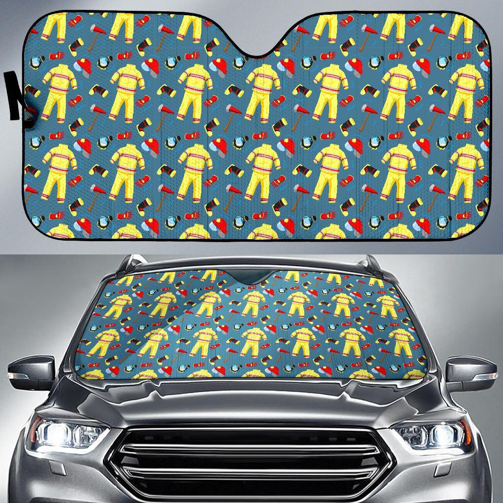 Pattern Print Firefighter Car Sun Shade-grizzshop