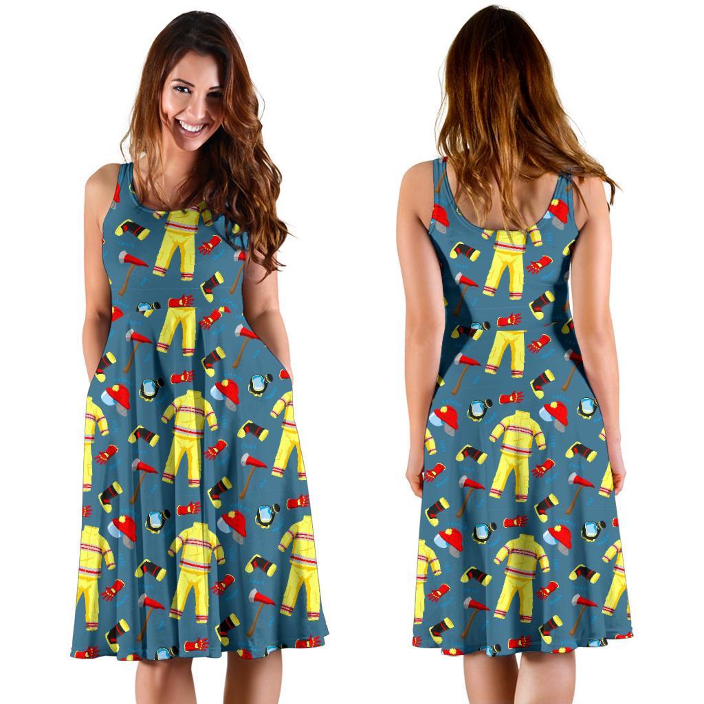 Pattern Print Firefighter Dress-grizzshop