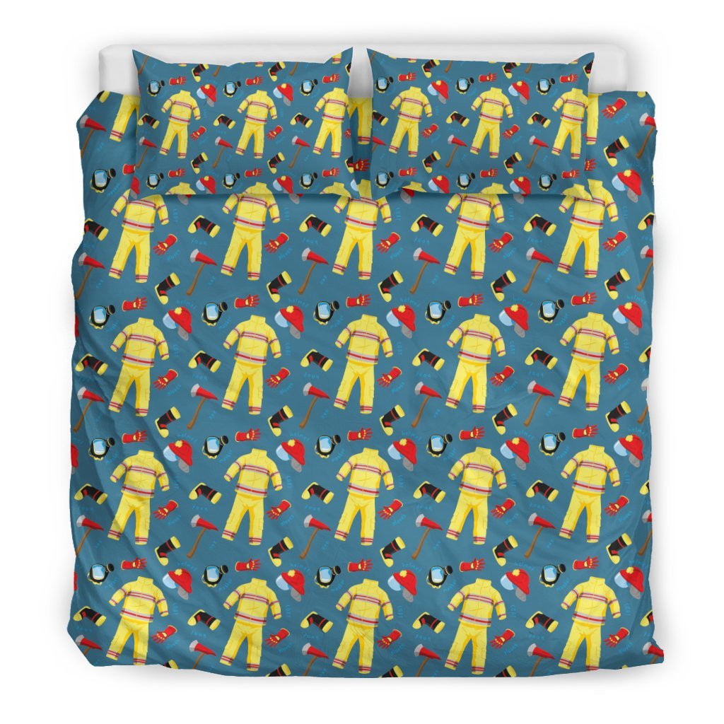 Pattern Print Firefighter Duvet Cover Bedding Set-grizzshop