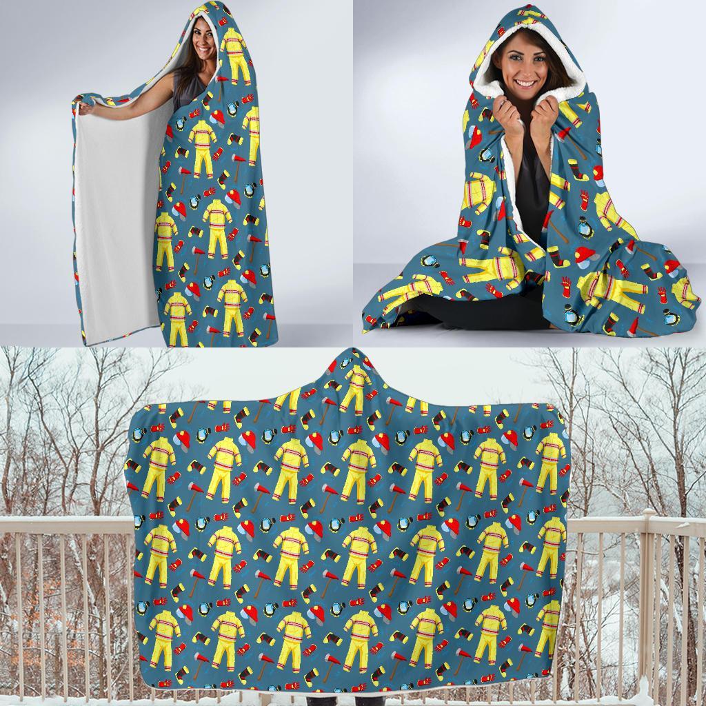 Pattern Print Firefighter Hooded Blanket-grizzshop