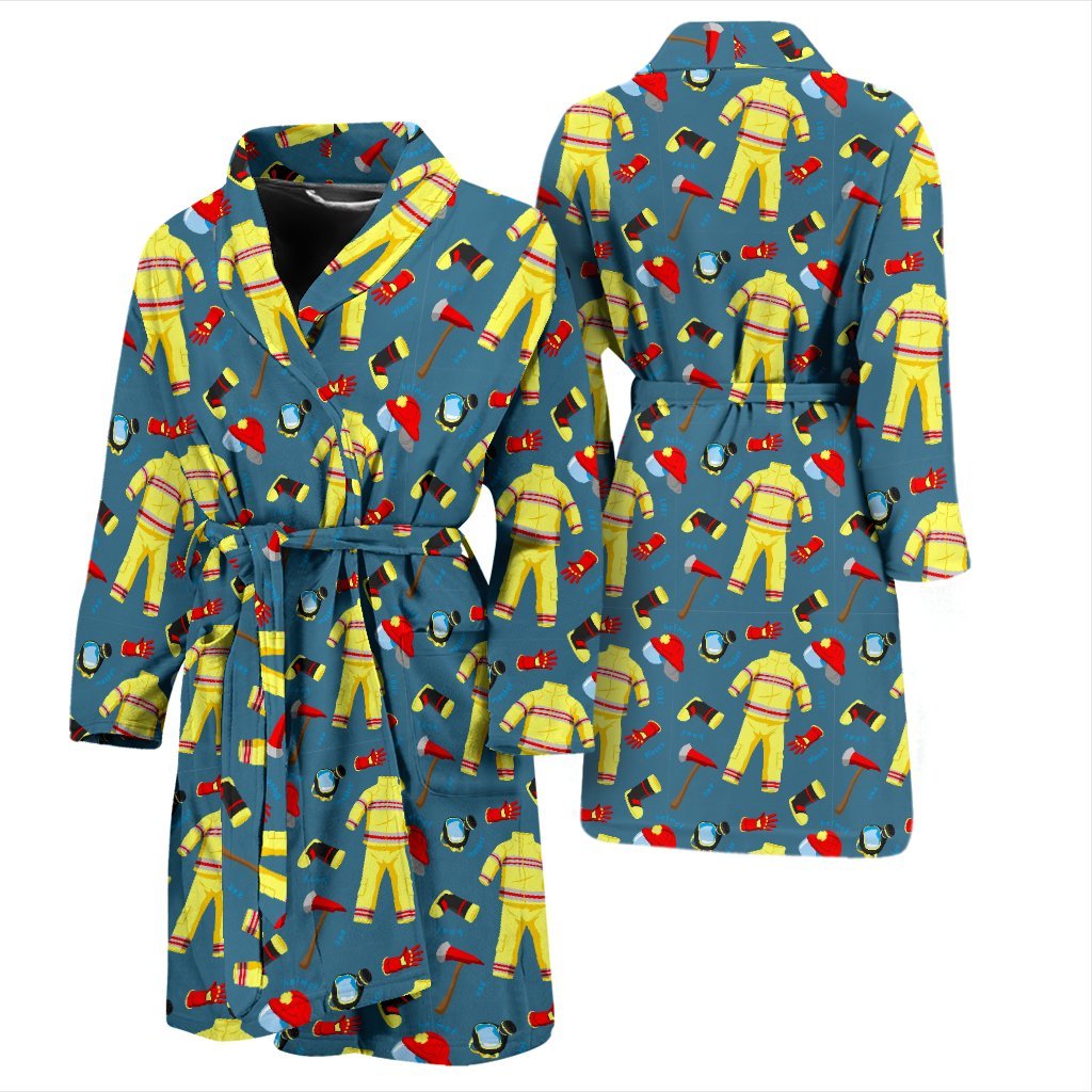 Pattern Print Firefighter Men Long Robe-grizzshop