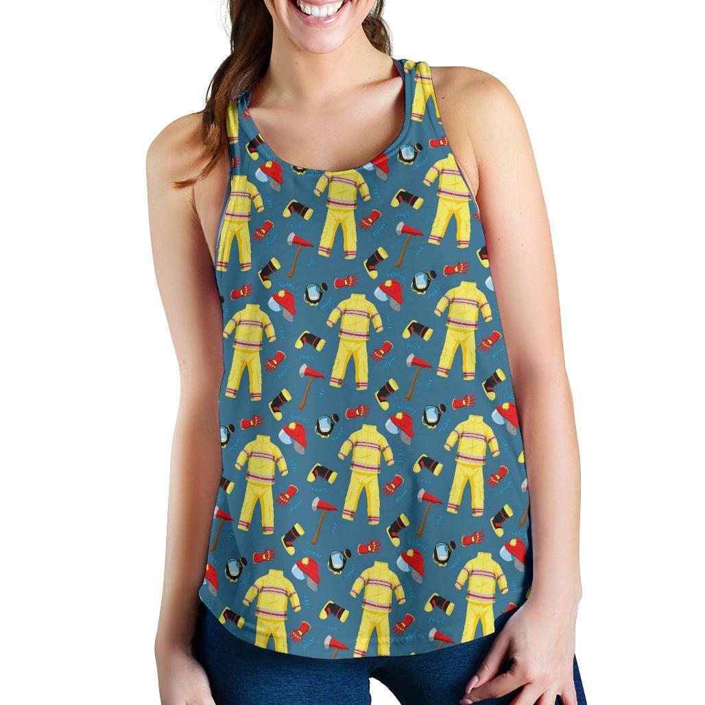 Pattern Print Firefighter Racerback Tank Tops-grizzshop