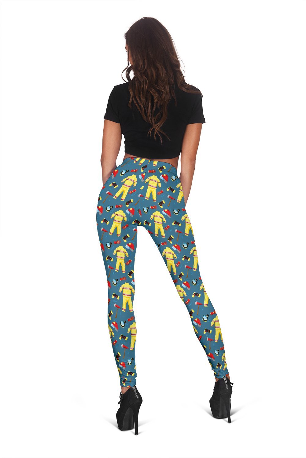 Pattern Print Firefighter Women Leggings-grizzshop