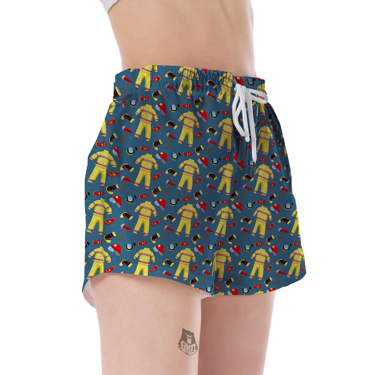 Pattern Print Firefighter Women's Shorts-grizzshop