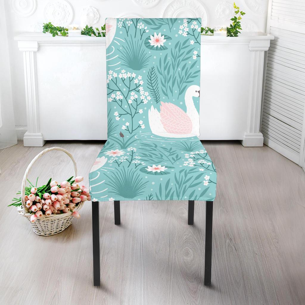 Pattern Print Floral Swan Chair Cover-grizzshop