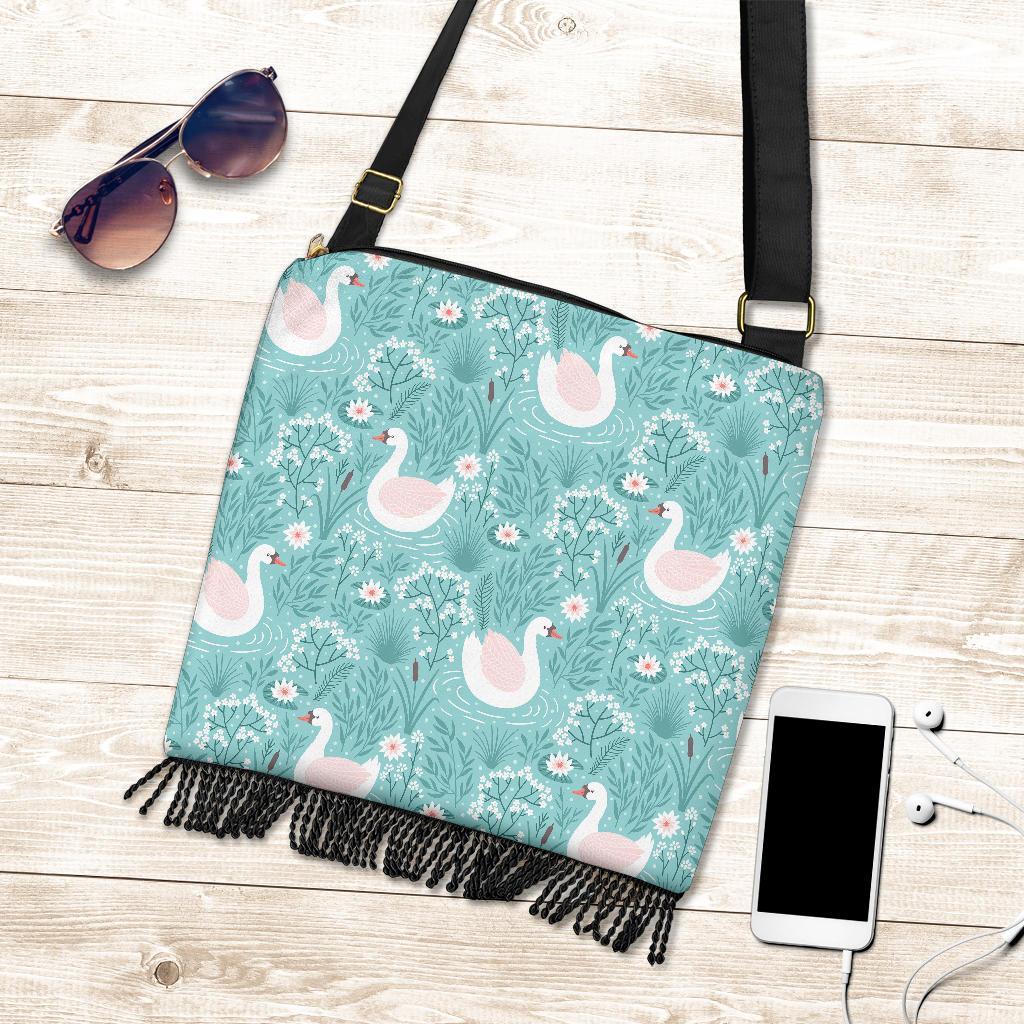 Pattern Print Floral Swan Crossbody Bags-grizzshop