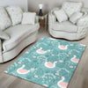 Pattern Print Floral Swan Floor Mat-grizzshop