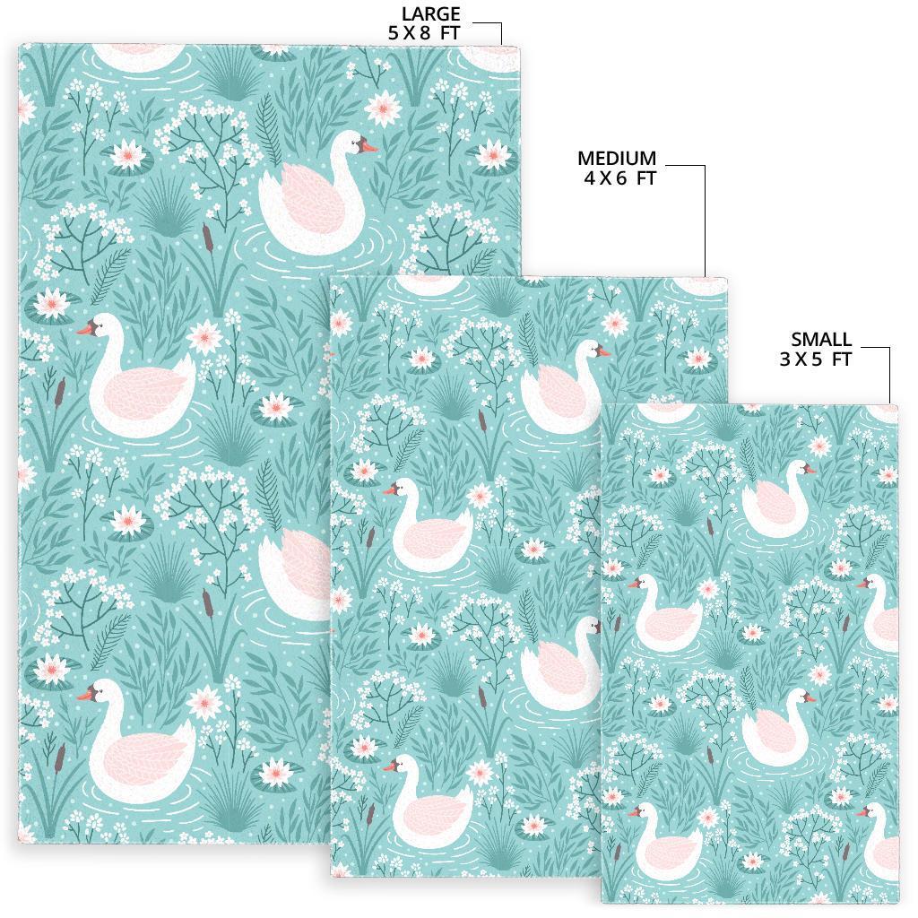 Pattern Print Floral Swan Floor Mat-grizzshop