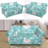 Pattern Print Floral Swan Loveseat Cover-grizzshop