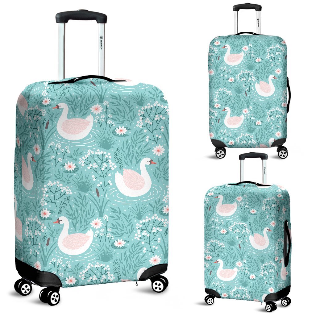 Pattern Print Floral Swan Luggage Cover Protector-grizzshop