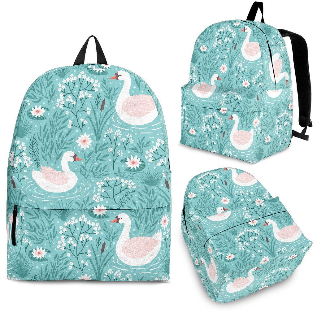 Pattern Print Floral Swan Premium Backpack-grizzshop