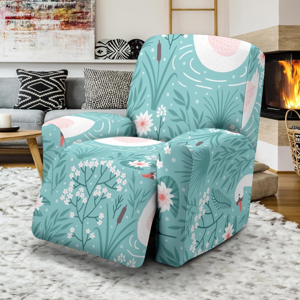 Pattern Print Floral Swan Recliner Cover-grizzshop