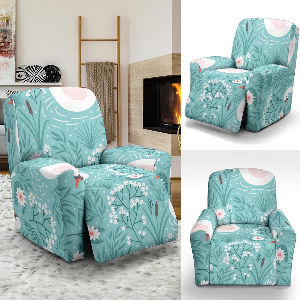 Pattern Print Floral Swan Recliner Cover-grizzshop