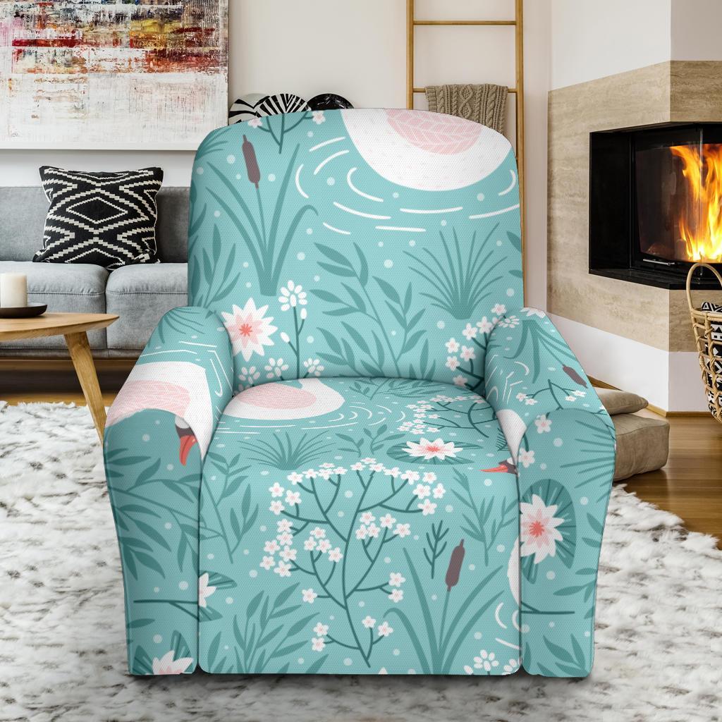 Pattern Print Floral Swan Recliner Cover-grizzshop