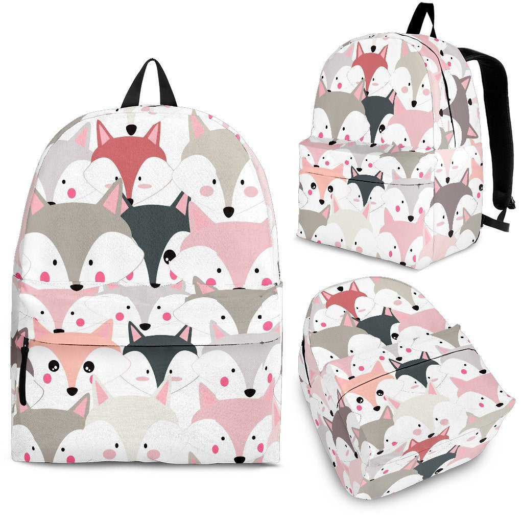 Pattern Print Fox Backpack-grizzshop