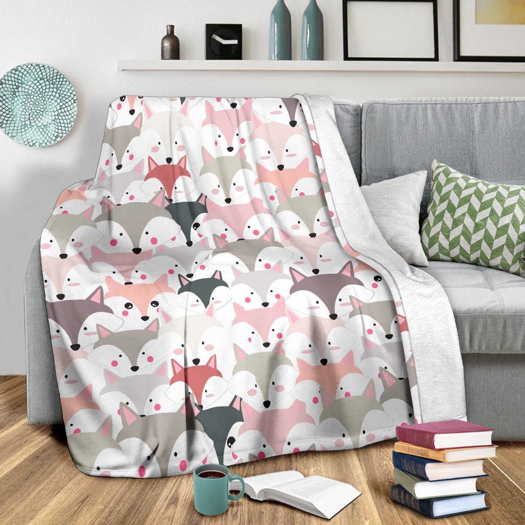 Pattern Print Fox Blanket-grizzshop