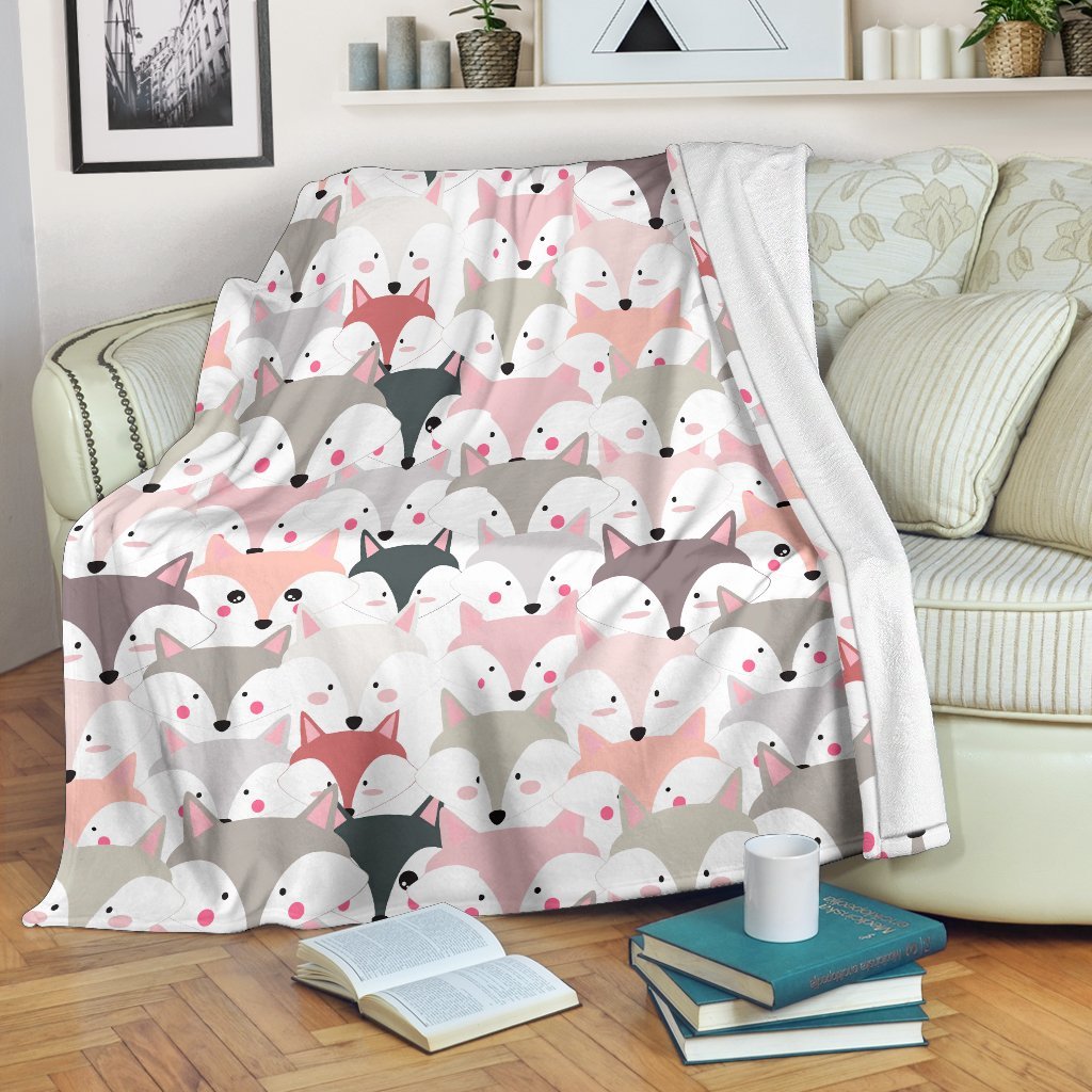 Pattern Print Fox Blanket-grizzshop