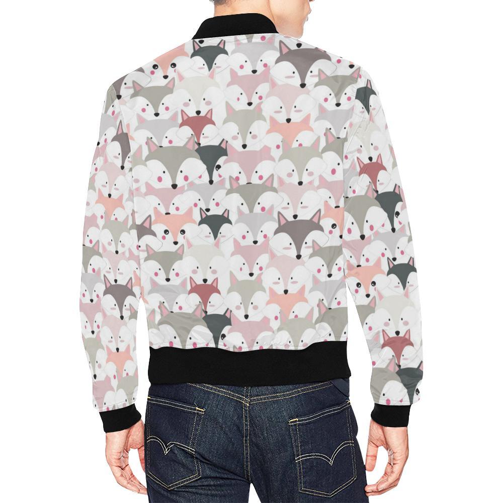 Pattern Print Fox Men's Bomber Jacket-grizzshop