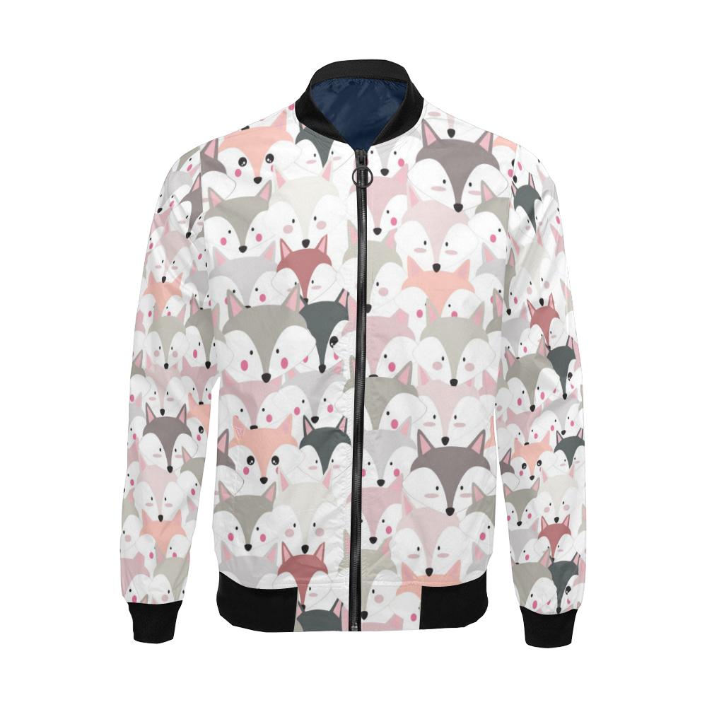 Pattern Print Fox Men's Bomber Jacket-grizzshop