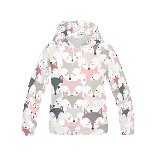 Pattern Print Fox Women Pullover Hoodie-grizzshop