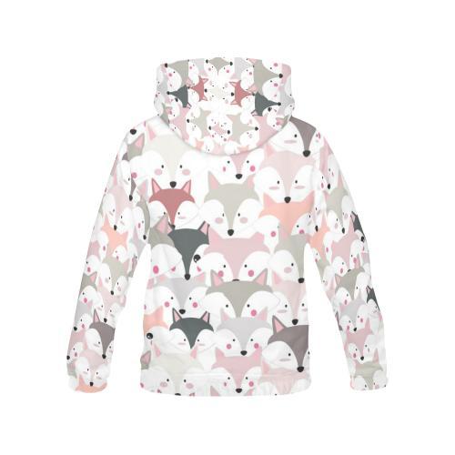 Pattern Print Fox Women Pullover Hoodie-grizzshop