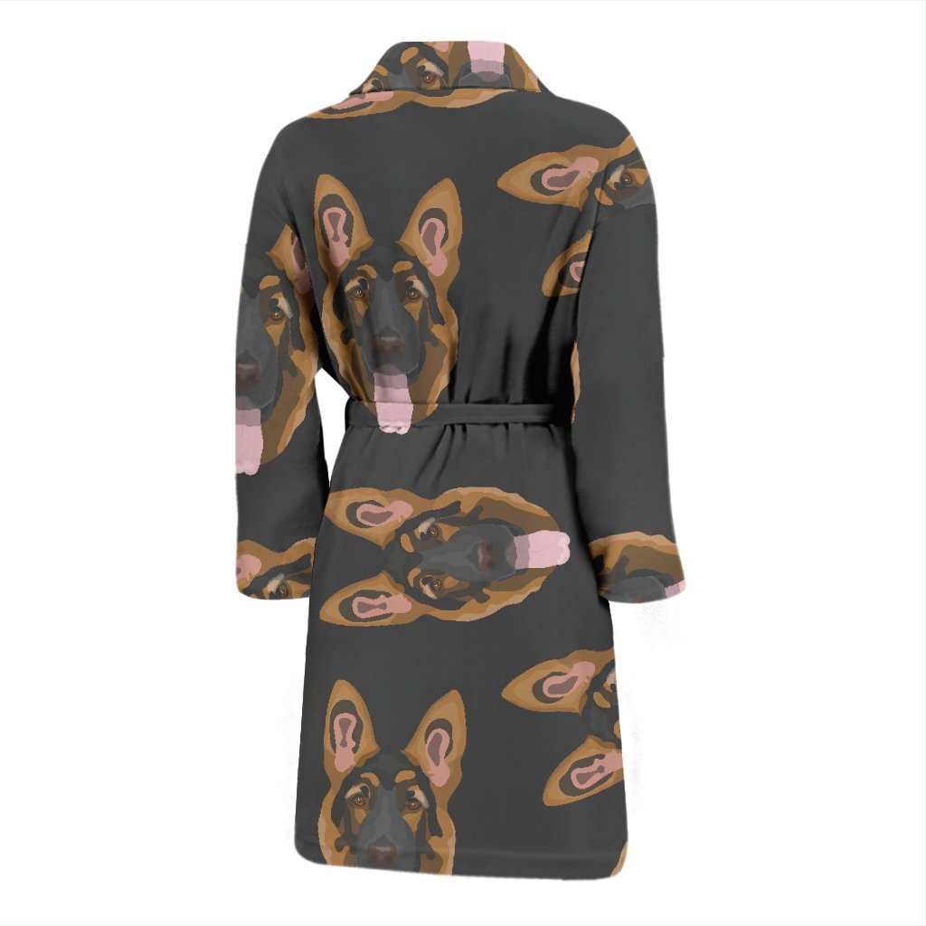 Pattern Print German Shepherd Men Long Robe-grizzshop