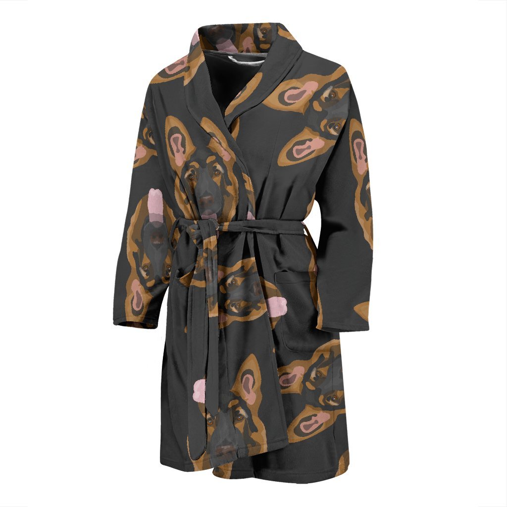 Pattern Print German Shepherd Men Long Robe-grizzshop