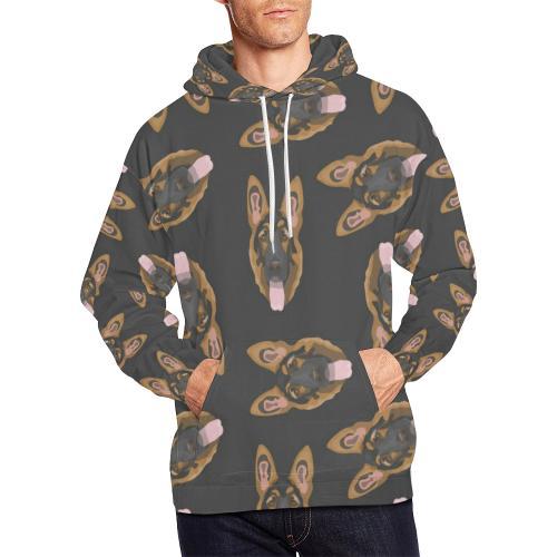 Pattern Print German Shepherd Men Pullover Hoodie-grizzshop