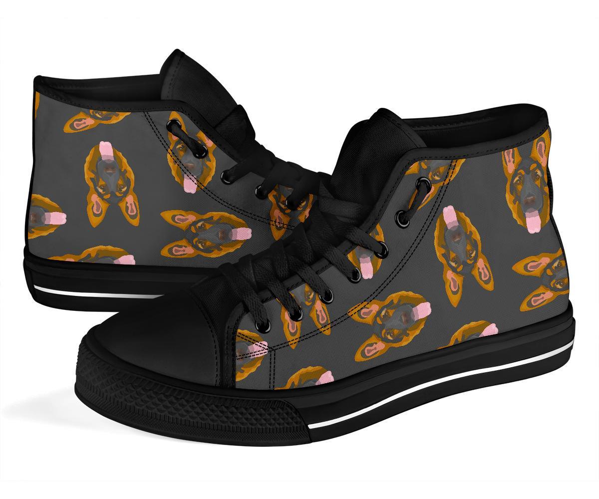 Pattern Print German Shepherd Men Women's High Top Shoes-grizzshop